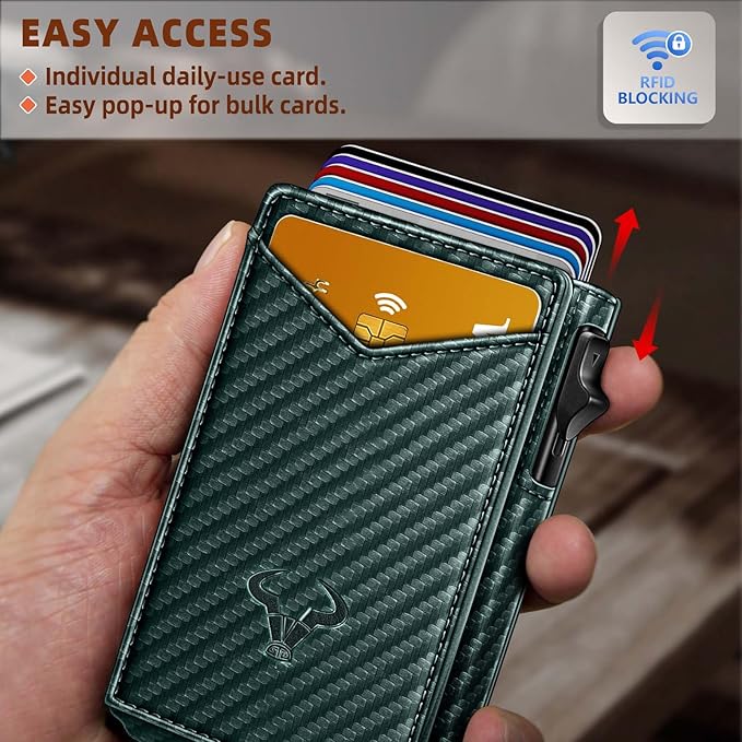 BULLIANT Men Wallet,Money Clip Wallet Slim For Gift Men 9Cards-Metal Credit Card Case in Magnetic Leather Flip-CubbioJoy
