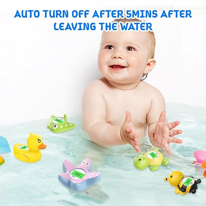 Baby Bath Thermometer, Digital Water Temperature Thermometers with 3 Color Backlit and Temperature Warning, Safety Bath Tube Thermometer Floating Toy for Infant, Toddler-CubbioJoy