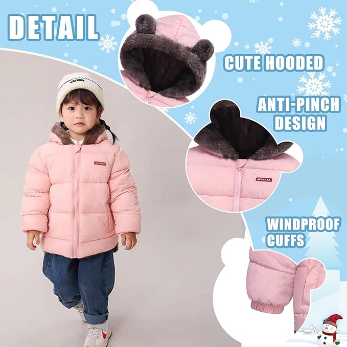 Infant Baby Winter Coat Bear Hooded Jacket Warm Fleece Snowsuit Windproof Outerwear for Toddler Boy Girl 9M-4T-CubbioJoy