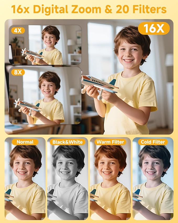 Digital Camera, 44MP FHD 1080P Camera for Kid with 16X Zoom Anti Shake, Compact Small Camera with 32GB SD Card, Digital Camera for Teens for Teens Girls Kids Adults(Black)-CubbioJoy