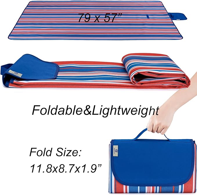 Beach Blanket Picnic Mat Outdoor Picnic Blanket Extra Large Sand Proof Waterproof Portable Beach Chair Mat for Adult Camping Hiking Travel Park Law Grass-CubbioJoy