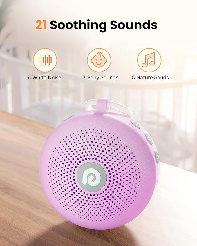 Dreamegg Baby Sleep Soother - Portable White Noise Machine Sound Machine Baby, Features Powerful Battery, 21 Soothing Sound, Noise Canceling for Office & Sleeping, Home, Travel, Gift-CubbioJoy