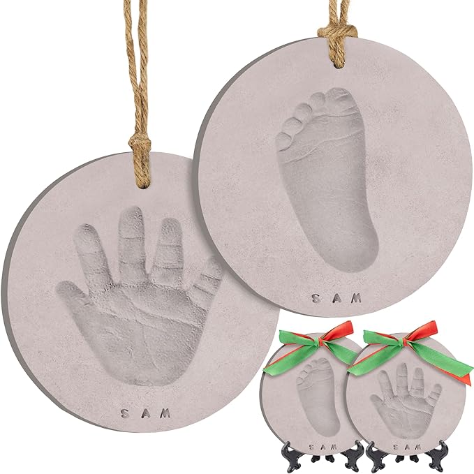Baby Hand and Footprint Kit Girls, Boys - Personalized Baby Footprint Ornament Kit, Newborn Keepsake Gifts for New Mom, Easy to Use Handprint Makers, Cute Shower Gifts (Dove, Multi-Colored)-CubbioJoy