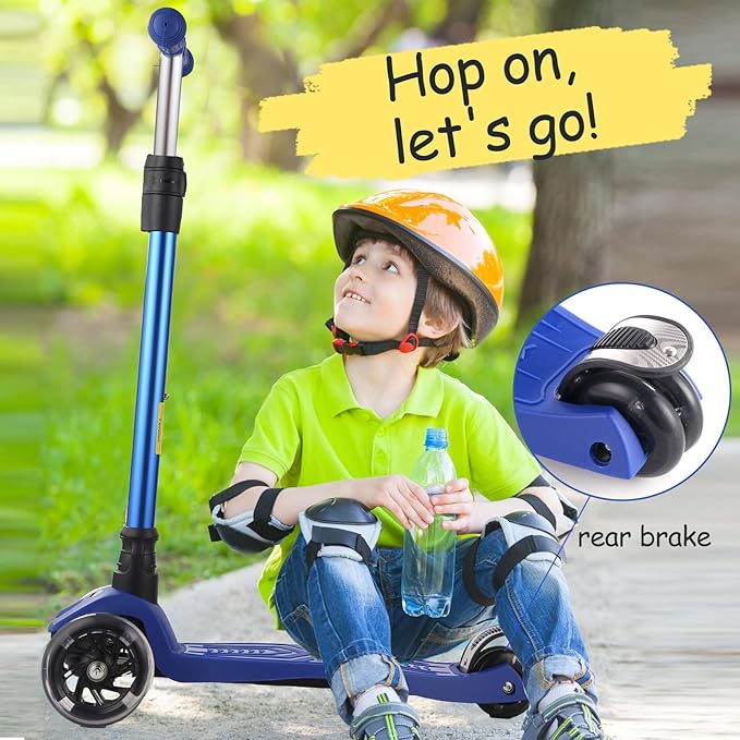 3 Wheel Scooter for Kids Ages 6-12,Kids Scooter with Light Up Wheels, Sturdy Deck Design, and 4 Height Adjustable Suitable for Kid Ages 3-12-CubbioJoy