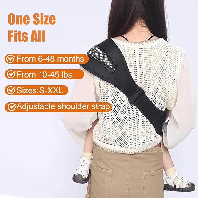 Baby Sling Carrier Toddler Carrier One Shoulder Adjustable Shoulder Strap Labor-Saving Baby Sling 10-45lbs(Black,Cloth)-CubbioJoy