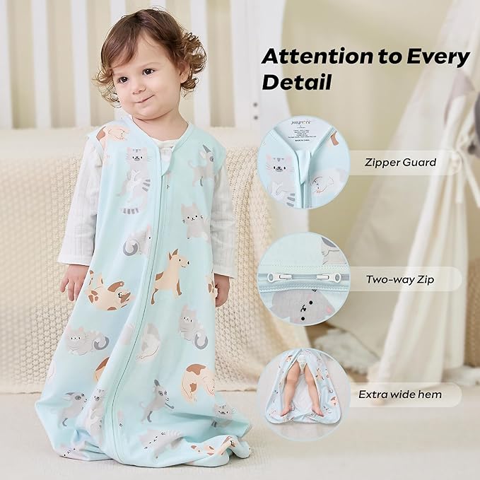 JELLYMONI Baby Sleep Sack 6-12 Months Wearable Blanket for Baby, 100% Cotton 2 Pack Infant Toddler Sleeping Sack Lightweight Soft 2-Way Zipper Sleepsack-CubbioJoy