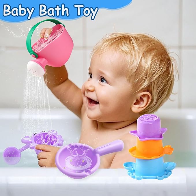 6Pcs Toddler Bath Toys for Kids Ages 1-3 Bath Toys for Babies12-18 Months Water Can Bathtub Toys for Kids Pool Toys Water Table Toys for 1 2 3 4 5 6 Years Old Girls Boys Gift-CubbioJoy