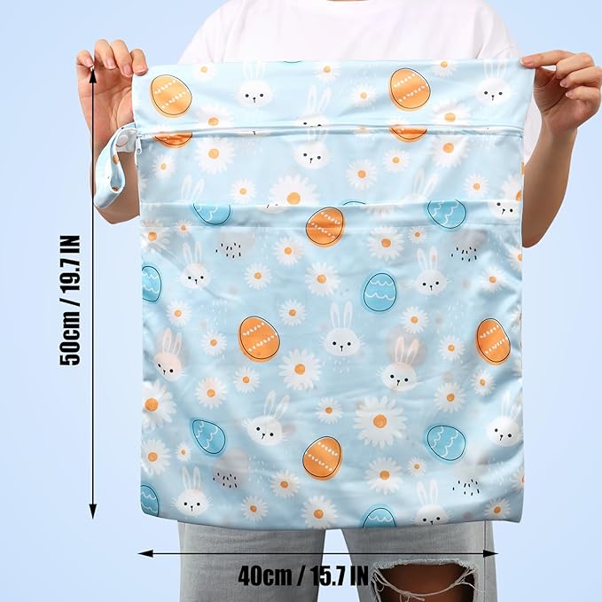 2pcs Travel Waterproof Laundry Bag, Cloth Diaper Wet Dry Bags with Handle 2 Zipper Pockets Washable Dirty Clothes Travelling Hanging Bathing Beach Daycare Yoga Gym Sports Exercise Swimsuits-CubbioJoy