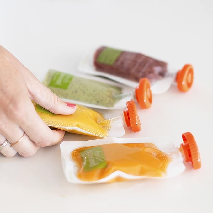 Infantino Squeeze Station, Baby Food Maker & Pouch Filler, Fill 3 Reusable Pouches at Once, Easy to Use, Dishwasher Safe, Homemade Baby Food Prep Essential, Purple-CubbioJoy