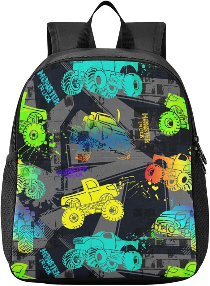 Colorful Monster Truck Toddler Backpack Waterproof Mini Backpack Boys/Girls Cute Small Kindergarten Pre School Bag-CubbioJoy