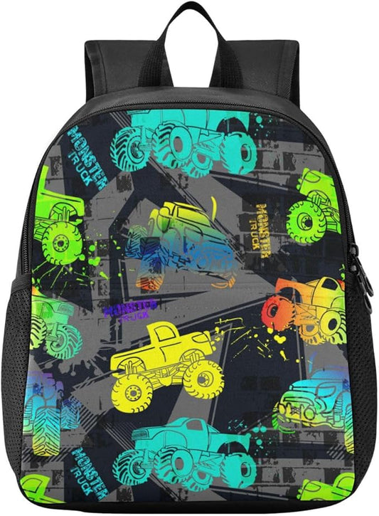 Colorful Monster Truck Toddler Backpack Waterproof Mini Backpack Boys/Girls Cute Small Kindergarten Pre School Bag-CubbioJoy