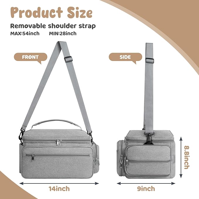 Breast Pump Bag for Spectra S1 S2 with Waterproof Mat, Breast Milk Cooler Bag for Pump Essentials, Pumping Bags for Working Mom Travel Camping, Grey-CubbioJoy