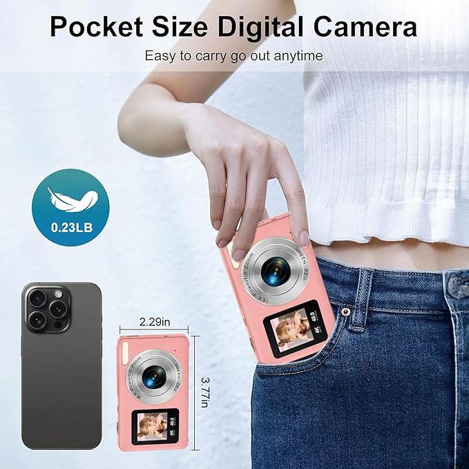 Digital Camera,Autofocus 4K Vlogging Camera for Photography with 32GB Card,48MP Portable Compact Point and Shoot Kids Digital Cameras for Kids Boys Girls with 18X Zoom,Anti-Shake-CubbioJoy
