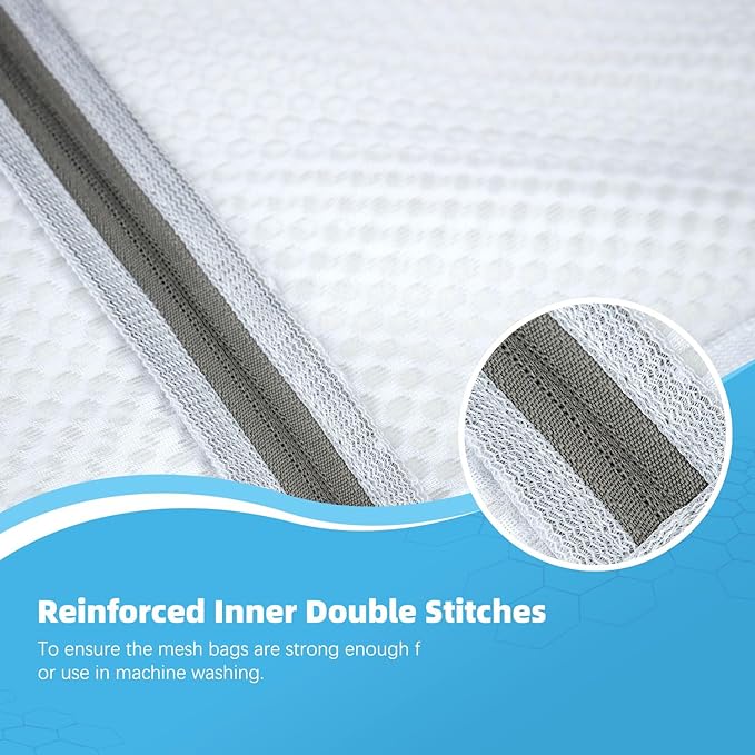 6-Pack Honeycomb Mesh Laundry Bags for Delicates - 12x16 Inches Medium Washing Bags for Bras, Lingerie, Socks, Baby Clothes - Gentle Wash Protection with Zipper Closure (6 Medium)-CubbioJoy