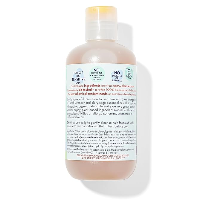 California Baby Calming Baby Shampoo + Baby Wash | 100% Plant-Based | Lavender Body Wash For Sensitive Skin | Hypoallergenic | 251 mL / 8.5 oz.-CubbioJoy
