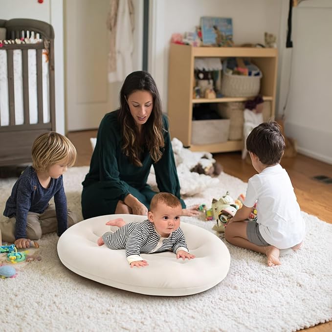 Baby Lounger for Newborn: Portable & Lightweight Pillow for Tummy Time Playtime & Diaper Changes - Skin-Friendly & Breathable for 0-12 Month Supervised Use-CubbioJoy