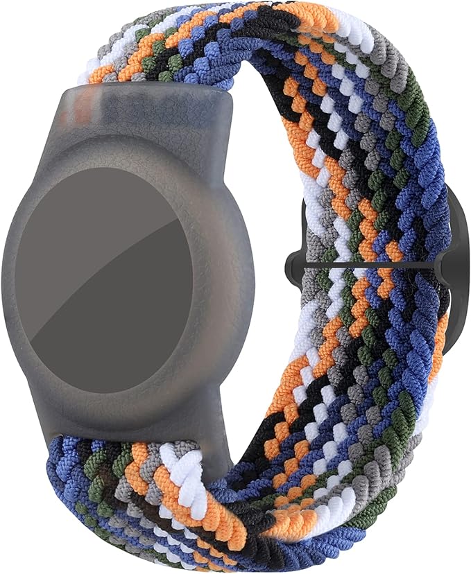 Bracelet for Kids Compatible with AirTag, Nylon Stretch Braided Air Tag Wristband, Protective Case for Airtag GPS Tracker Holder, Adjustable Elastic Watch Band for Toddler Child Elder (Rainbow)-CubbioJoy