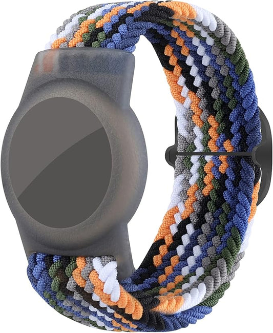 Bracelet for Kids Compatible with AirTag, Nylon Stretch Braided Air Tag Wristband, Protective Case for Airtag GPS Tracker Holder, Adjustable Elastic Watch Band for Toddler Child Elder (Rainbow)-CubbioJoy
