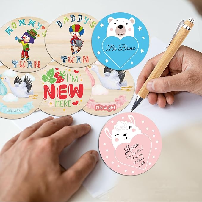 42 Designs Pregnancy Weekly Milestone Signs - Wooden Weekly Baby Bump Tracker Milestone Discs - Trimester Pregnancy Must Haves - Essential Gifts for Mommy to Be (Pregnancy Milestones Cards)-CubbioJoy