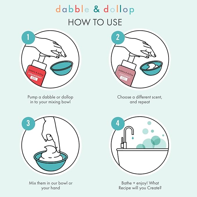 Dabble & Dollop Coconut + Vanilla Body Wash & Shampoo – 3-in-1 Natural Bubble Bath for Kids, Made in USA, No Parabens or Sulfates, Vegan, Gluten-Free, Tear-Free (2-Pack)-CubbioJoy