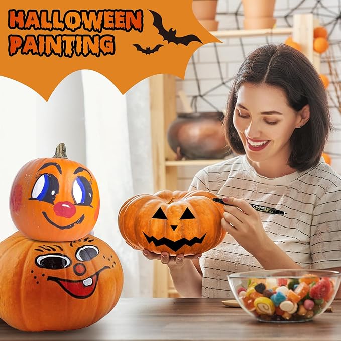 Betem 60 Colors Dual Tip Acrylic Paint Pens Markers, Premium Acrylic Paint Pens for Halloween Decorations, Wood, Canvas, Stone, Rock Painting, Glass, Ceramic Surfaces, Pumpkin Painting Kit DIY Crafts-CubbioJoy