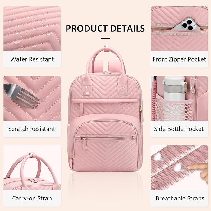 Diaper Bag Backpack for Women with Changing Pad, Baby Bag with Insulated Pockets Multifunctional Diaper Bags For Baby Girl Boy Waterproof Baby Bags For Boys Girls Maternity Bag Baby Pink-CubbioJoy