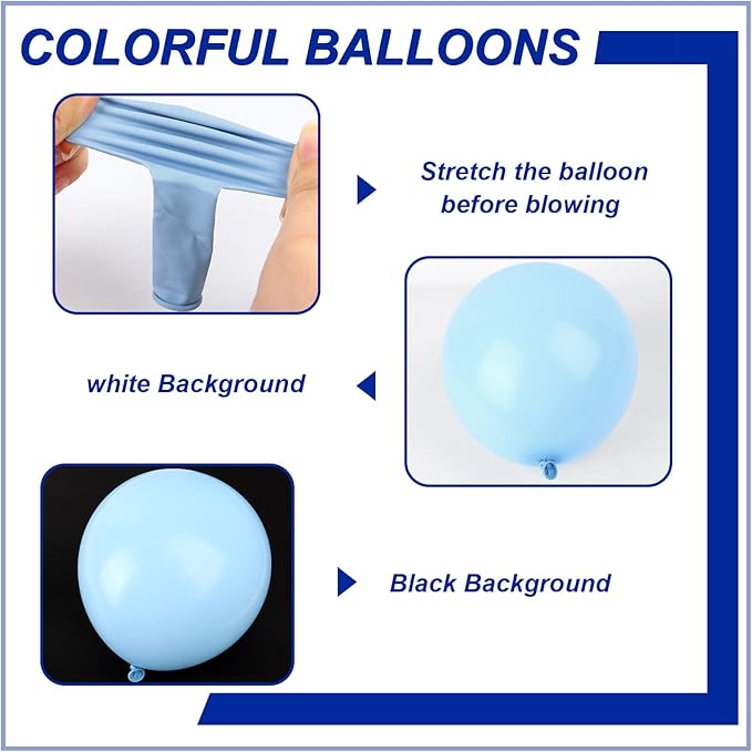 140pcs Makani Blue Round Balloons Different Sizes 18 12 10 5 Inch Latex Balloons for Arch Decoration Party Balloon Kit for Graduation Birthday Party Wedding Balloon Baby Shower Decoration-CubbioJoy