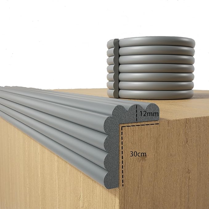 Baby Proofing Wall Corner Protector,Edge Guard Corner Protector,6.56ft Thinken Soft Corner Protectors Pre-Taped Soft Rubber Foam Edge Cushion for Furniture (Gray, 6.56Ft x 11.8" W x 0.47" Th)-CubbioJoy