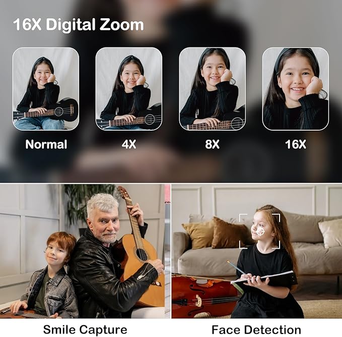 Digital Camera, Kids Cameras for 50MP FHD 1080P, Digital Point and Shoot Camera with 16X Zoom Anti Shake, Compact Small Cameras Gift for Boys Girls Kids, Black-CubbioJoy