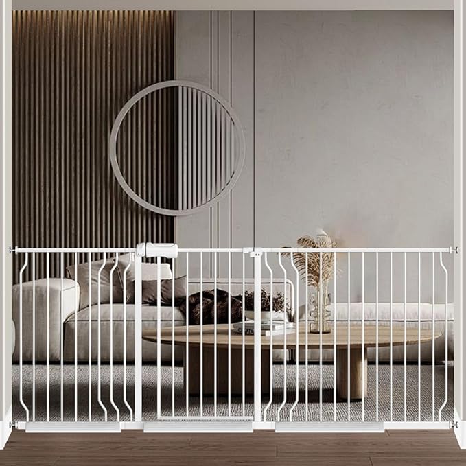 Baby Gate for Doorways Stairs Hallway 81.1-85.8 Inch Wide, Walk Through Child Gates with Pressure Mounted Extention Kit, Indoor Safety Child Gates for Kids or Pets-CubbioJoy