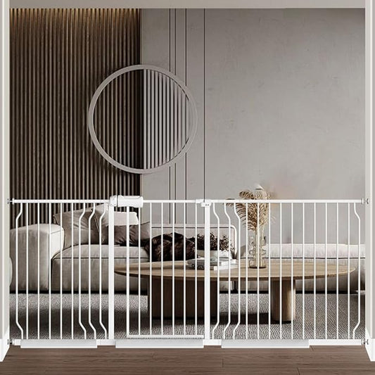 Baby Gate for Doorways Stairs Hallway 81.1-85.8 Inch Wide, Walk Through Child Gates with Pressure Mounted Extention Kit, Indoor Safety Child Gates for Kids or Pets-CubbioJoy