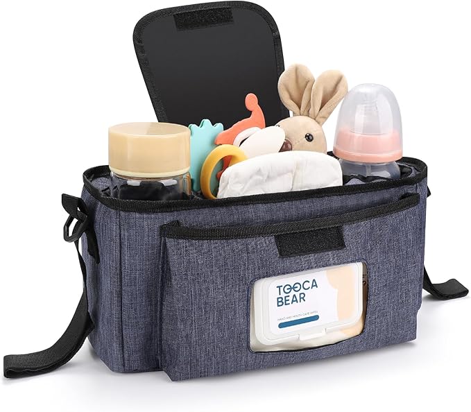 Accmor Universal Stroller Organizer with Insulated Cup Holder and Shoulder Strap, Stroller Bag Caddy Organizer Stroller Accessories for Uppababy, Baby Jogger, Nuna, Doona, Britax Strollers-CubbioJoy