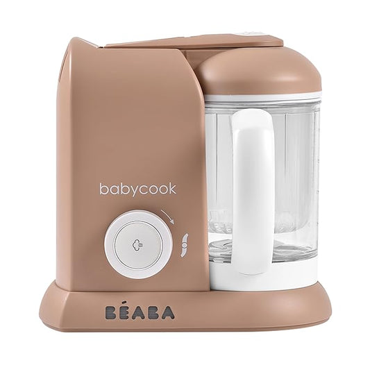 BEABA Babycook Solo 4 in 1 Baby Food Maker, Puree Steamer and Blender for Purees, Grinder with Auto Steam Cooking, Lrg Capacity 4.5 Cups 27 Servings in 20 Mins, Pralin-CubbioJoy