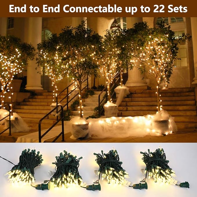 Brizled 4 Pack LED Christmas Lights, 100 LED 33ft Christmas String Lights, 120V UL Certified Connectable Xmas Tree Light Mini Xmas Light for Home Tree Patio Indoor and Outdoor Decorations, Warm White-CubbioJoy