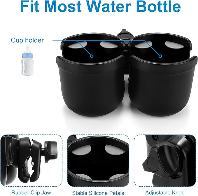 Accmor Stroller Cup Holder, Bike Cup Holder, Universal Cup Holder for Uppababy Nuna Doona Strollers, 2-in-1 Cup Phone Holder for Stroller, Bike, Wheelchair, Walker, Scooter-CubbioJoy