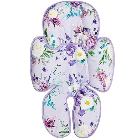 2 in 1 Infant Car Seat Insert, Car Seat Head Support Baby Girls Boys, Soft Newborn Carseat Insert Cushion, Perfect for Carseats, Strollers, Swings (Purple Flower)-CubbioJoy
