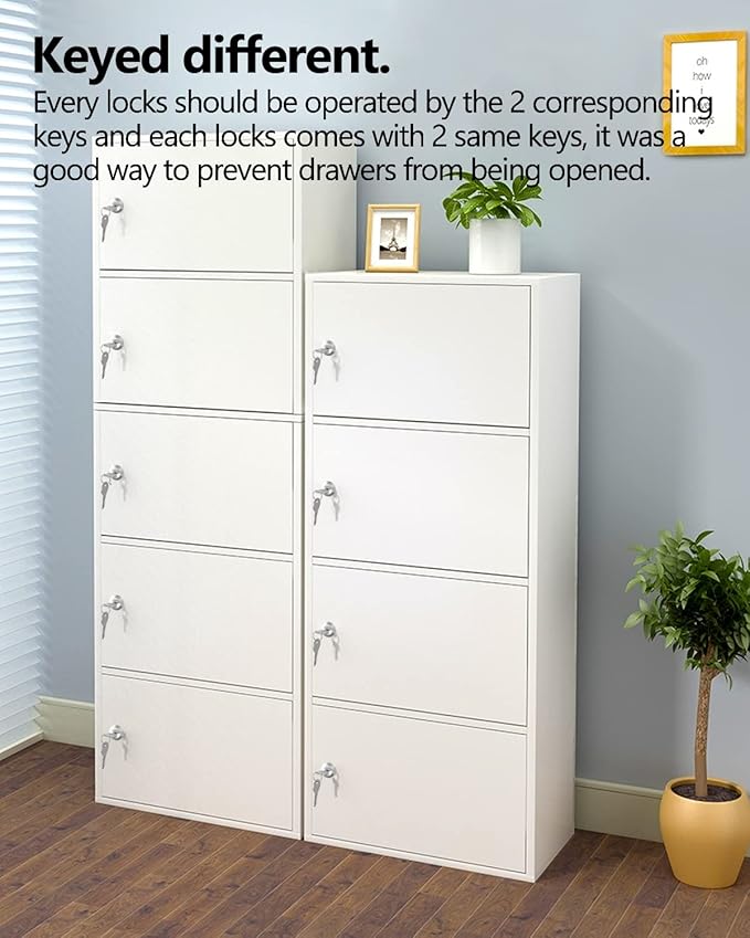 8 Packs Drawer and Cabinet Locks (Keyed Different) Secure Important Files, 5/8Inch 16mm Cam Locks with 3 pcs Different Lock Plates for Cabinet Cupboard File Drawer Mailbox Dresser Kitchen-CubbioJoy