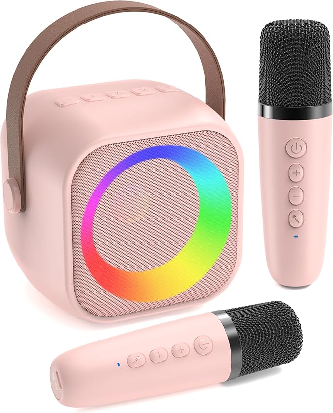 Karaoke Machine for Kids, Toys for 3-12 Years Old Girls Gifts, Kids Karaoke Microphone Machine Toy, Best Fun Christmas Birthday Gifts for 5 6 7 8 9 10 11 Years Teens Girl Boys Pink 2 Mic-CubbioJoy
