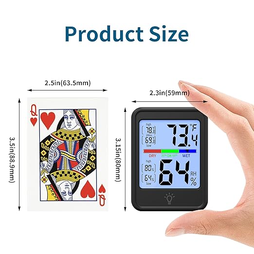 Digital Thermometer Hygrometer, Indoor Wall Thermometer, Indoor Humidity Temperature Monitor with Max&Min Records Backlit for 10S for Greenhouse, Home and Office Measuring Devices-CubbioJoy