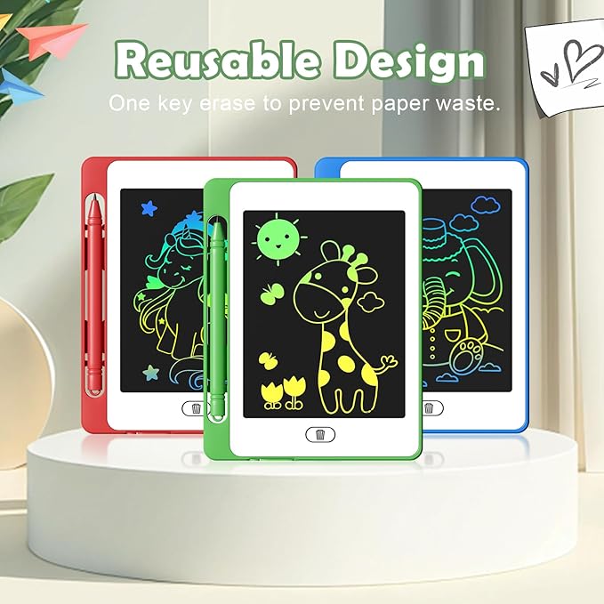 3 Pack LCD Writing Tablet for Kids, 6.5 Inch Colorful Doodle Board Drawing Tablet, Erasable Reusable Electronic Drawing Pads, Educational Learning Toys Birthday Gifts for Girls Boys Age 3 4 5 6 7 8-CubbioJoy