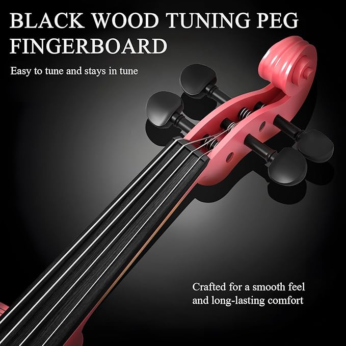 3/4 Beginner Violin Kit, Complete Violin Set with Case, Bow, Rosin, Pink-CubbioJoy