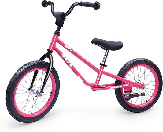 16 Inch Kids Balance Bike for 5-8 Year Old, BMX Kids Bike with No Pedals, Air Rubber Tires, Footrests, Adjustable Height for Big Kids, Boys, Girls-CubbioJoy