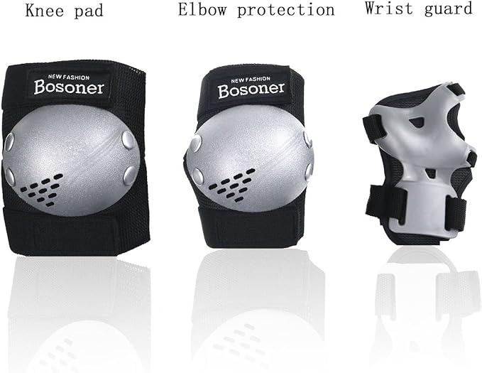 BOSONER Kids/Youth Knee Pads Elbow Pads Wrist Guards Set for 3-15 Years, Child Protective Gear Set for Roller Skates, Cycling, BMX Bike, Skateboard, Inline Skating, Scooter Riding Sports…-CubbioJoy