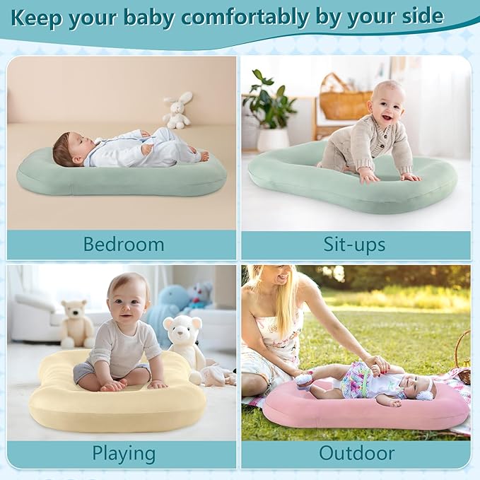 Baby Lounger Pillow, Infant Lounger for 0-24 Months, Soft Cotton and Portable Baby Lounger for Home (Blue)-CubbioJoy