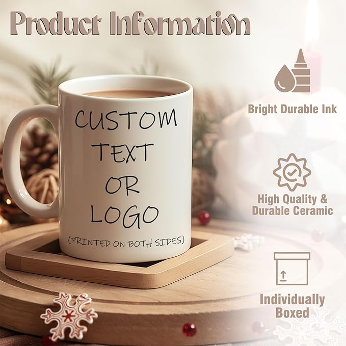 Custom Photo & Text Mug Add Personalized Text, Upload Your Image Personalized 11.5oz Mug Choose From Various Designs The Suitable Gift for Parents (C01 TEXT)-CubbioJoy