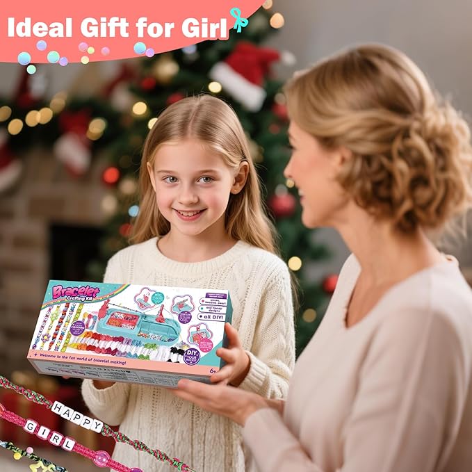 Arts and Crafts for Kids Ages 8-12,Friendship Bracelet Making Kit for Girl,DIY Arts and Crafts Maker for Kids,Jewelry Making Kit Christmas Gifts for Ages 6 7 8 9 10 11 12 Year Old (Blue/Pink)-CubbioJoy