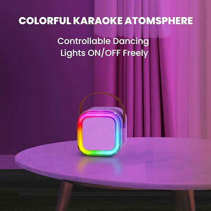 IROO Mini Karaoke Machine for Kids, 2025 TOP Toys Birthday Gifts Ideas for Girls Ages 4, 5, 6, 7, 8, 9, 10, 12+ Years Old, Portable MP3 Player with 2 Wireless Mics for Party-CubbioJoy