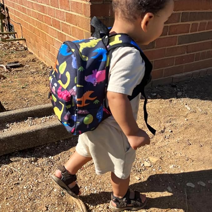 Accmor Toddler Backpack Leash with Anti Lost Wrist Link, Cute Mini Child Walking Harnesses Keep Kids Close Back Pack Rope Tether Rein for Baby Boys (Black/Dino)-CubbioJoy