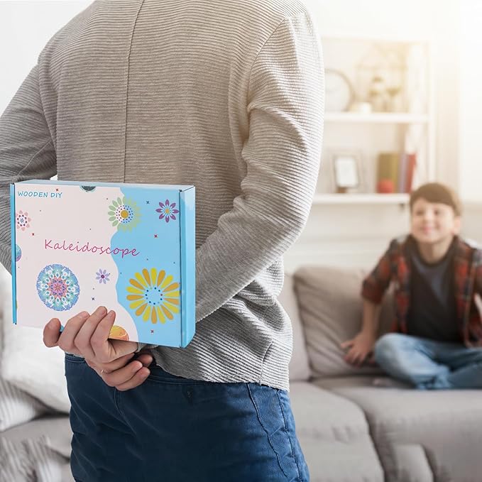 2PCS Natural DIY Kaleidoscope Kit, Outdoor Classic Handmade Education Toys, Magic Wooden Rotating Kaleidoscope Making Set, Best Gift for Nature Lovers (2 Pcs Planets)-CubbioJoy