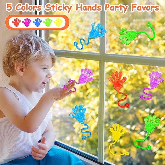24 PCS Sticky Hands for Kids Party Favors Treat Gift Egg Filler Goodie Bag Stuffer Treasure Box Toy Classroom Carnival Prizes Student Mini Bulk Pinata Slap Hand Sensory Fidget Stretchy Toy Halloween-CubbioJoy